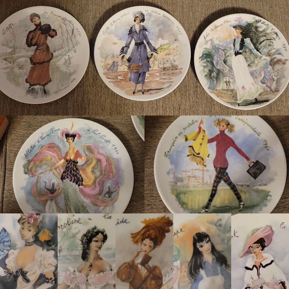 French Fashion Women of the Century 10 colorful collector plates Limoges Ganeau